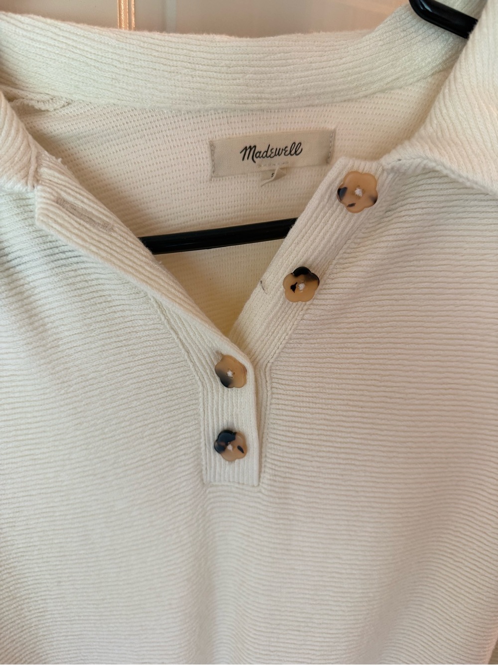 Madewell Ivory Polo-Style Button Knit Top - Picture 2 of 5